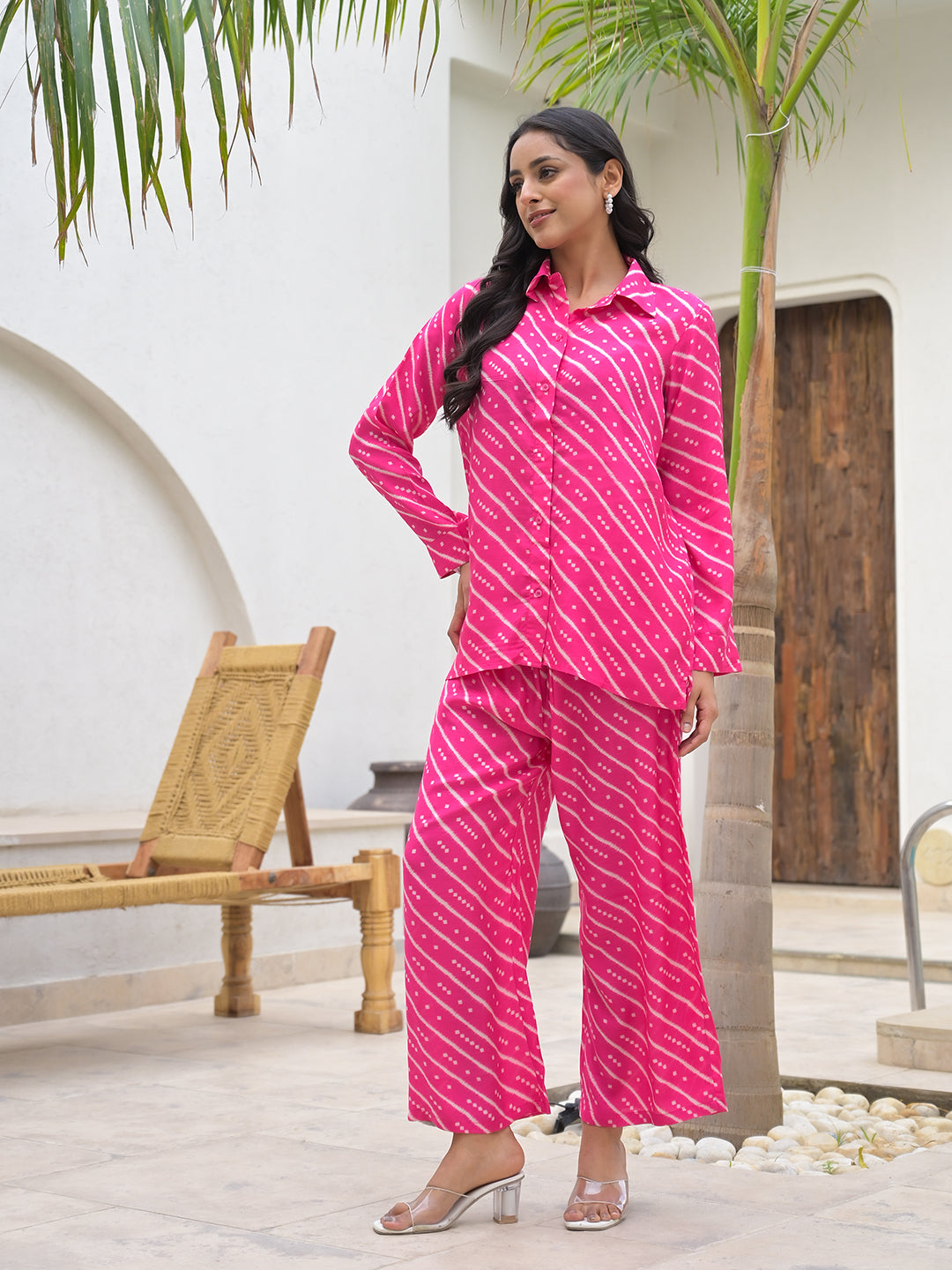 Noe Velarro Pink Striped Shirt With Trousers Co-Ords