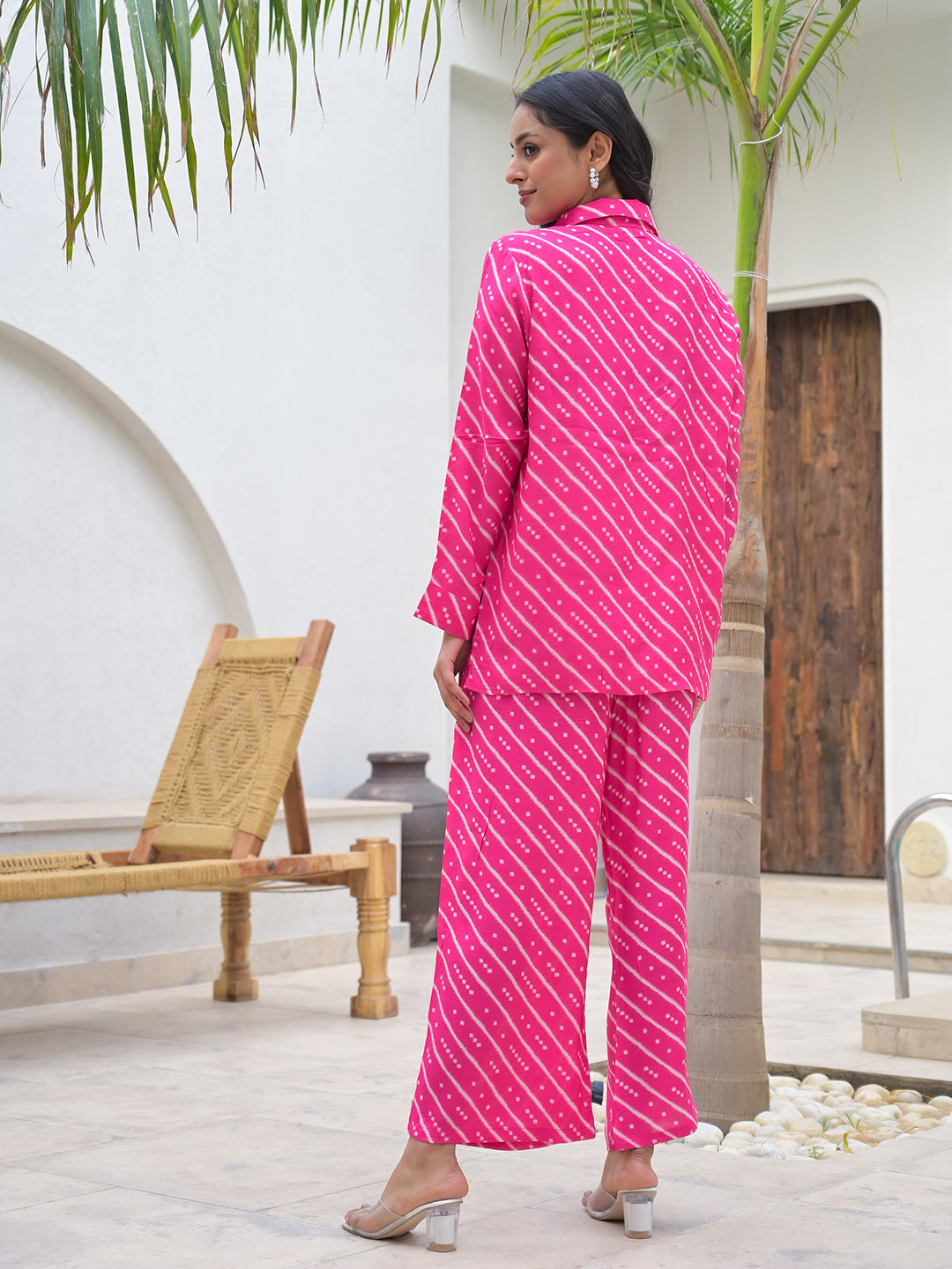 Noe Velarro Pink Striped Shirt With Trousers Co-Ords