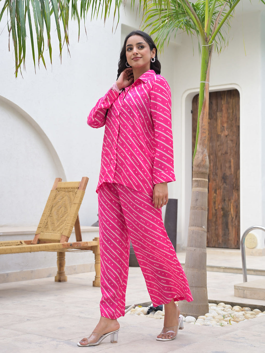 Noe Velarro Pink Striped Shirt With Trousers Co-Ords