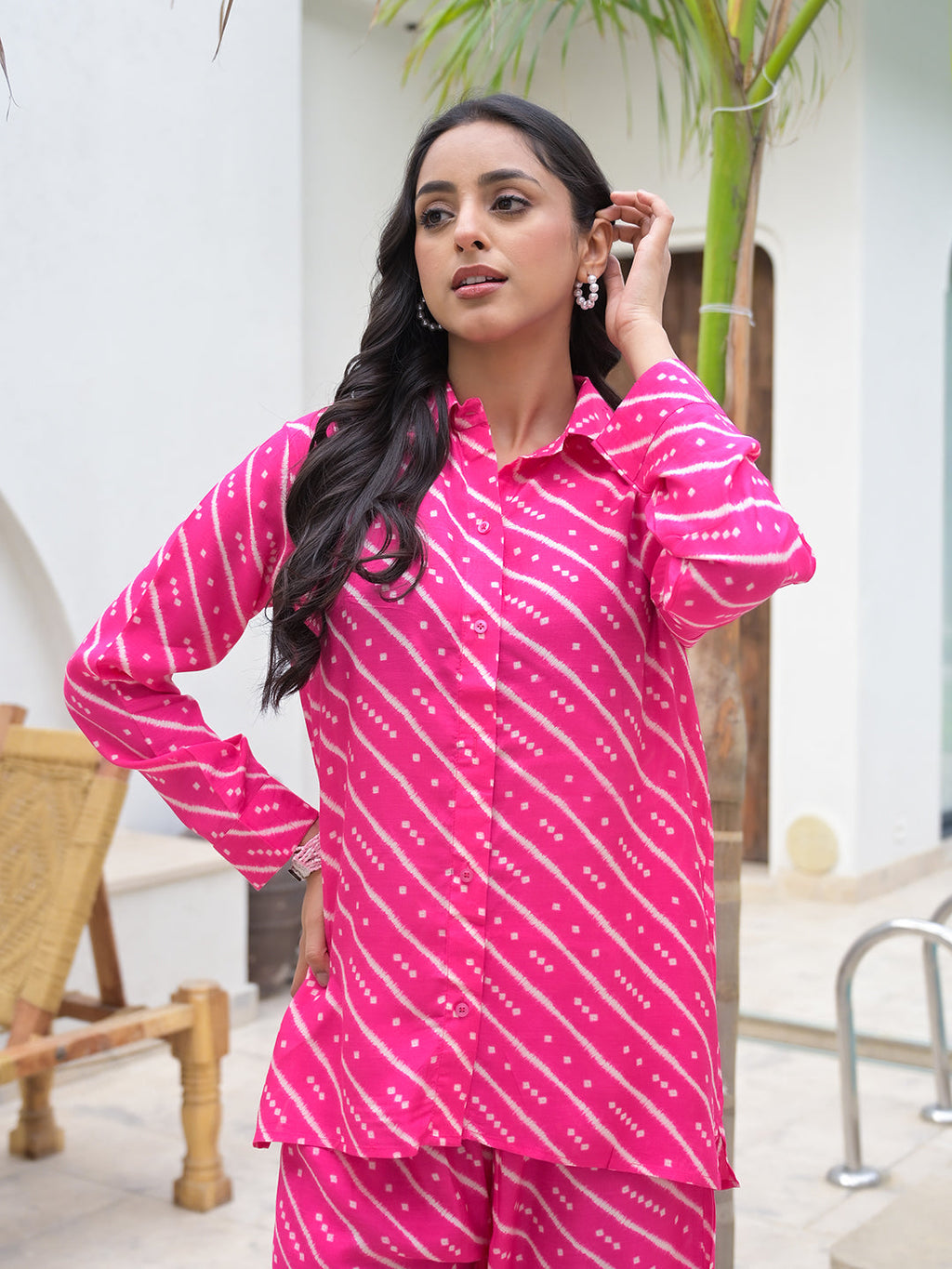 Noe Velarro Pink Striped Shirt With Trousers Co-Ords