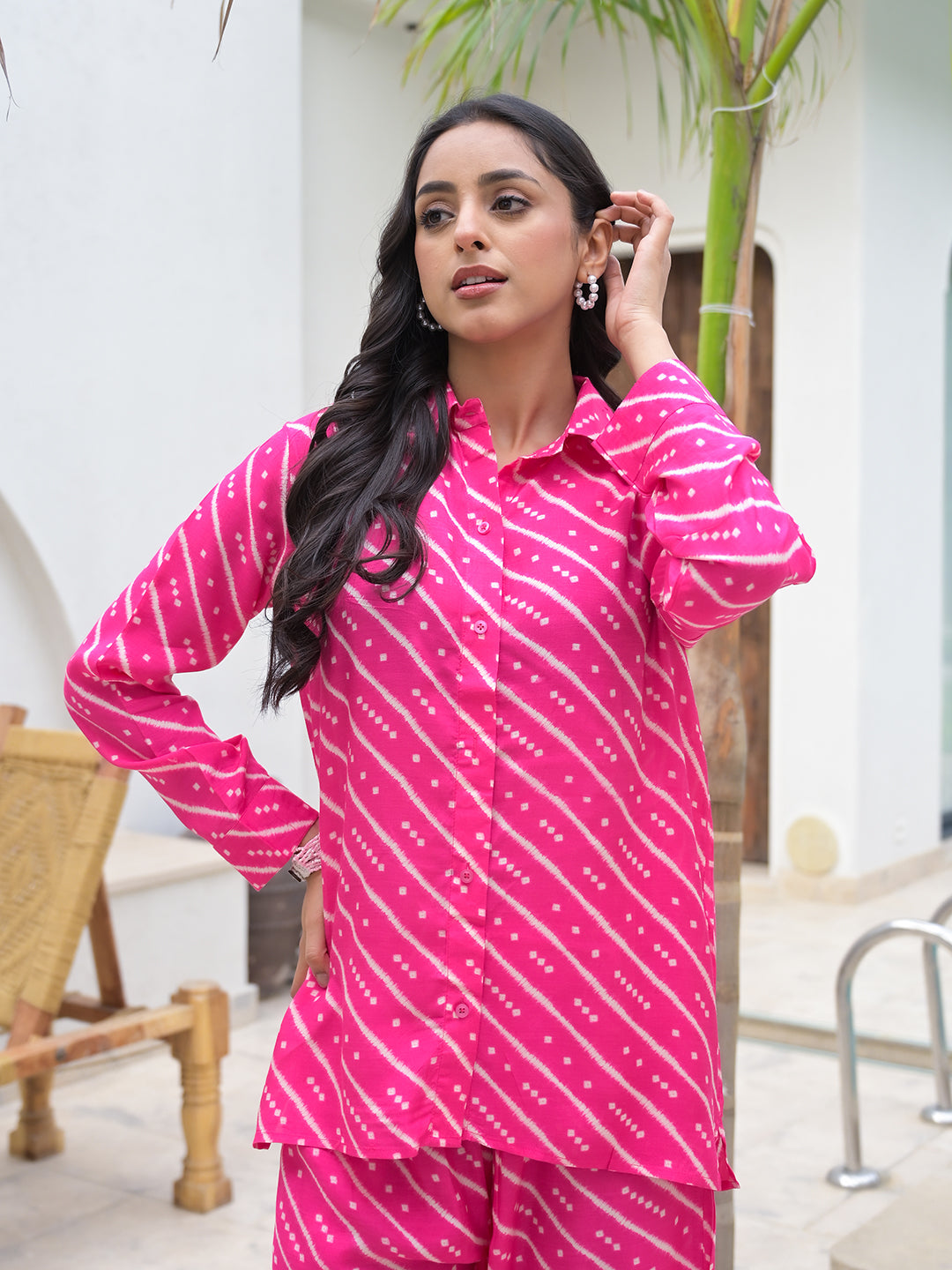 Noe Velarro Pink Striped Shirt With Trousers Co-Ords