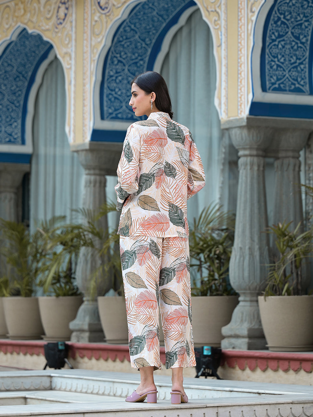 Noe Velarro MultiColored Leaf Printed Muslin Co-ord Set