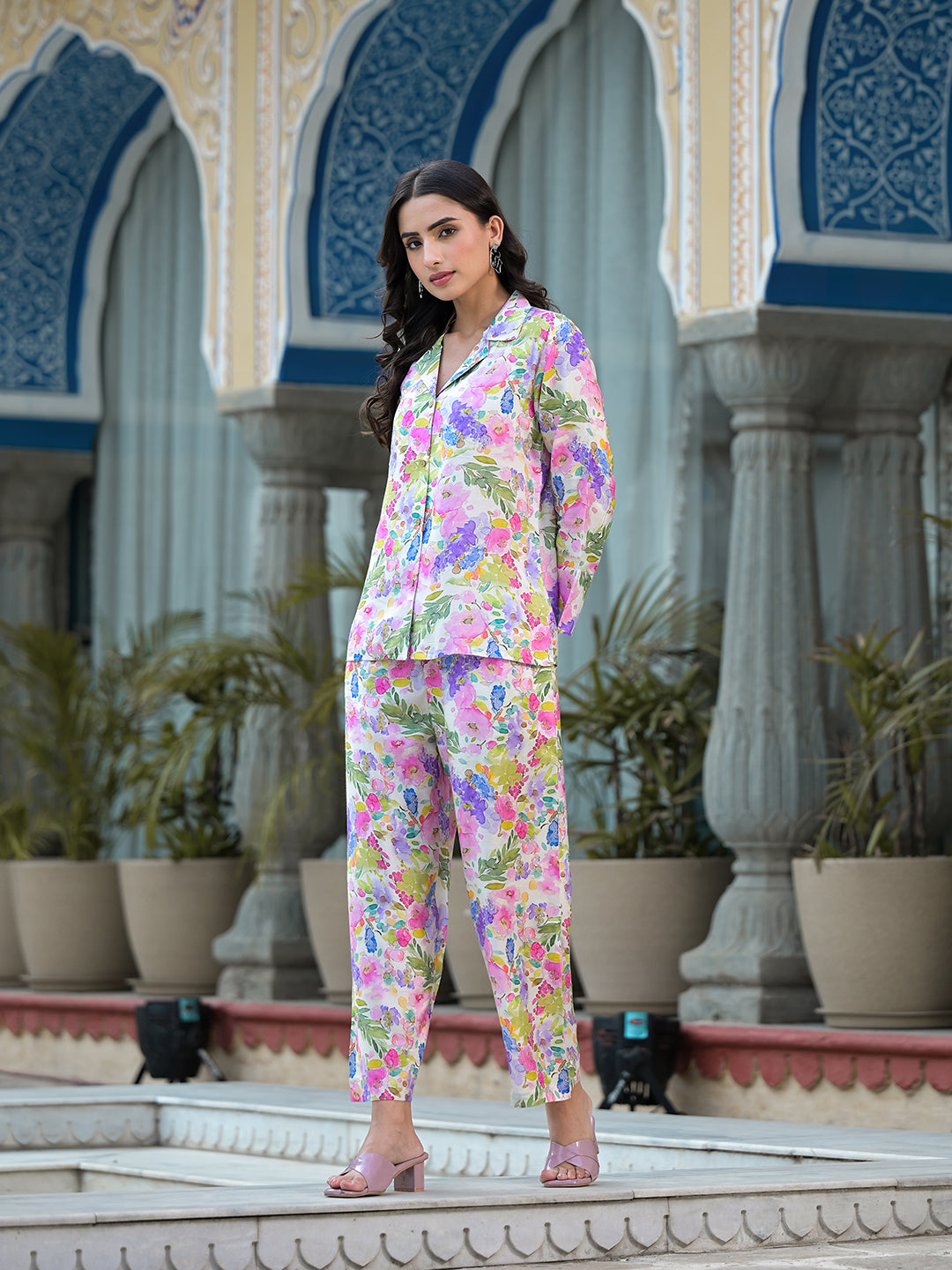 Noe Velarro Multicolored Floral Printed Muslin Co-ord Set