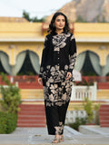 Noe Velarro Black Hand Painted Women Muslin Co-ord Set