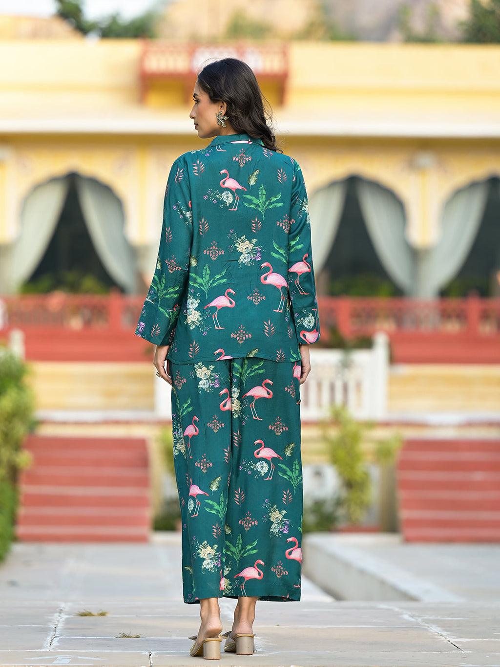 Noe Velarro Green Floral Printed Muslin Co-ord Set