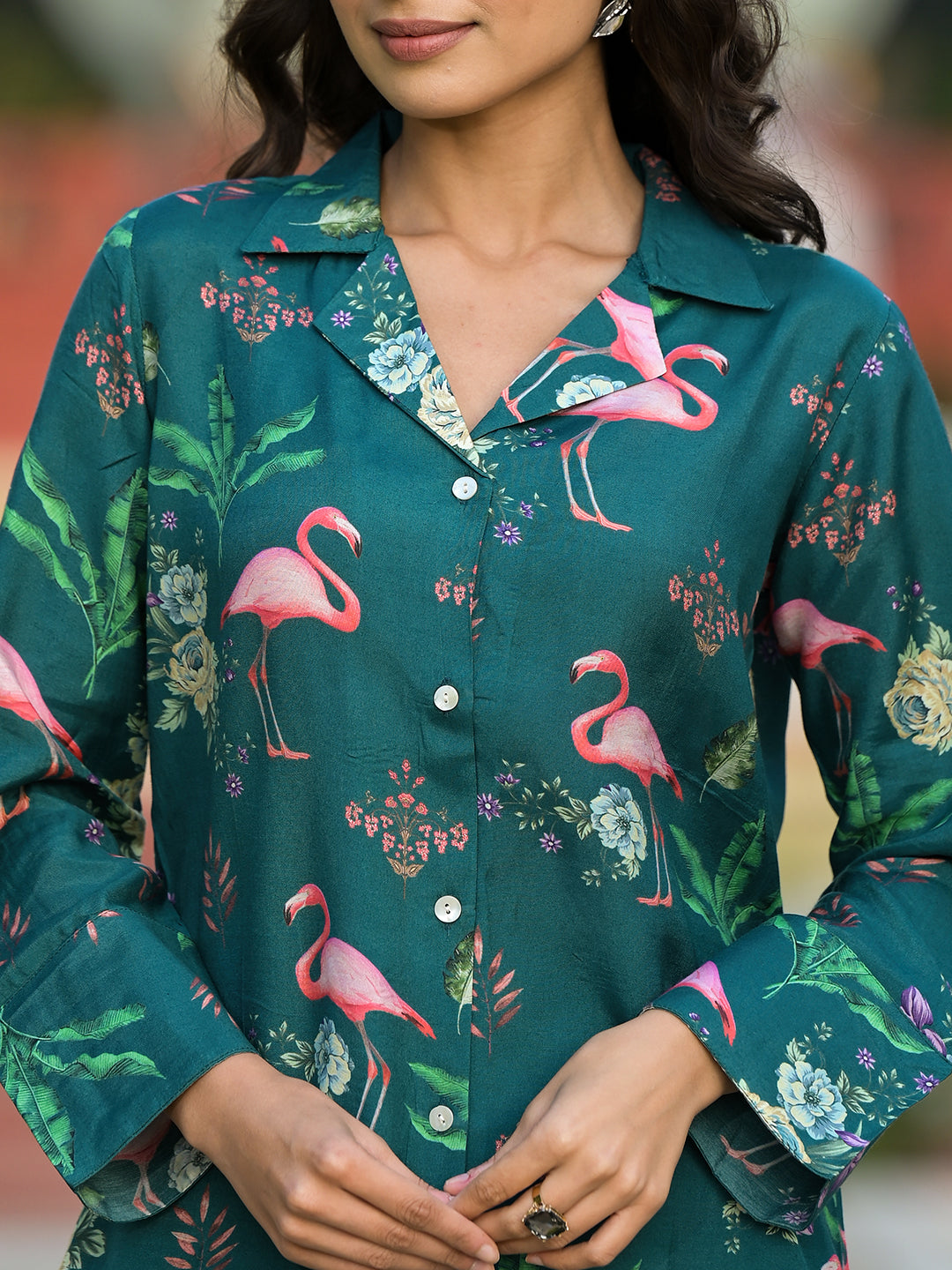 Noe Velarro Green Floral Printed Muslin Co-ord Set