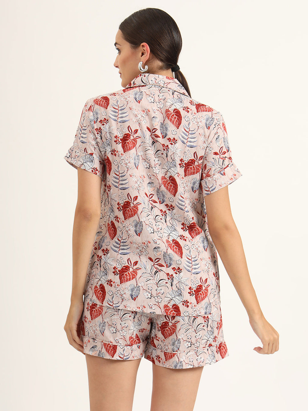 Noe Velarro Multicolour Floral Print Rayon Regular Short Night Suit
