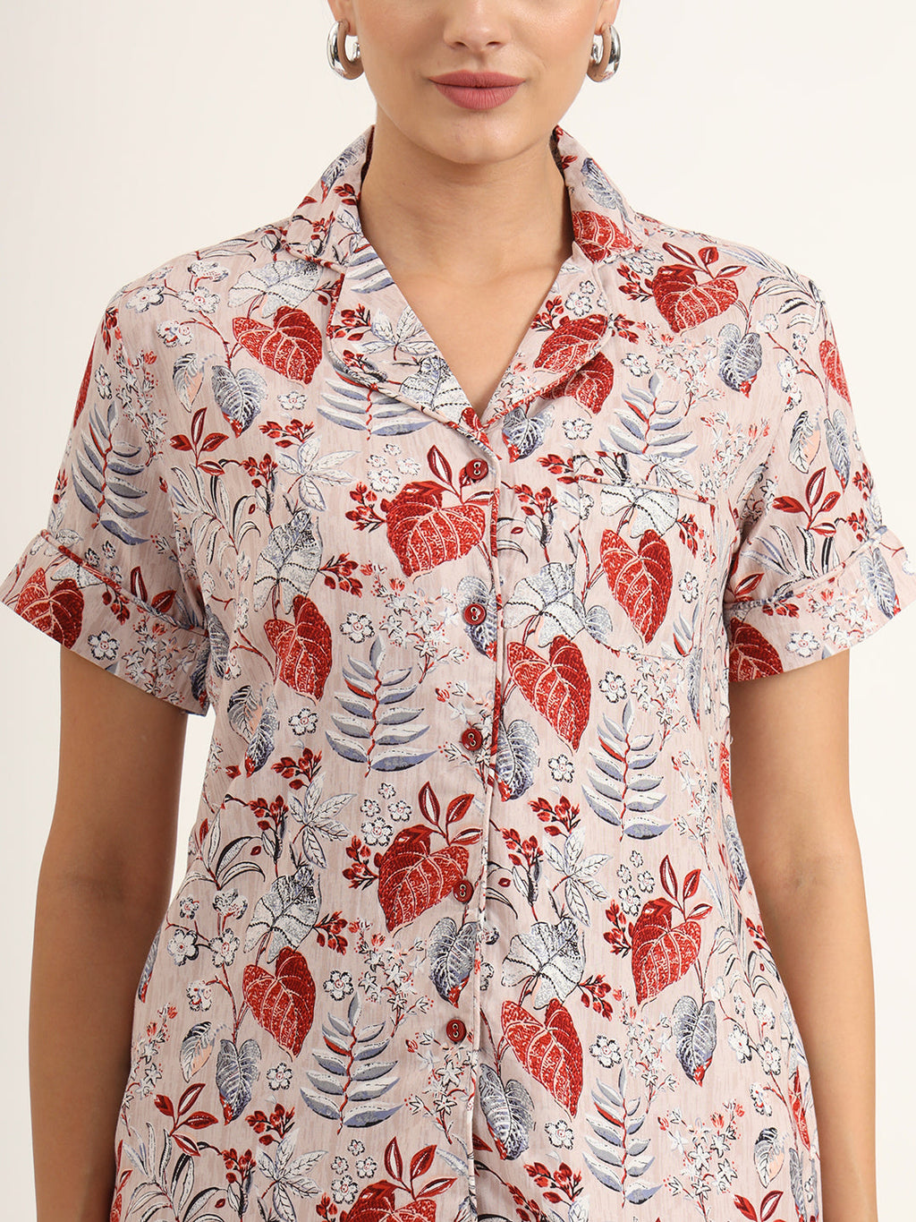 Noe Velarro Multicolour Floral Print Rayon Regular Short Night Suit