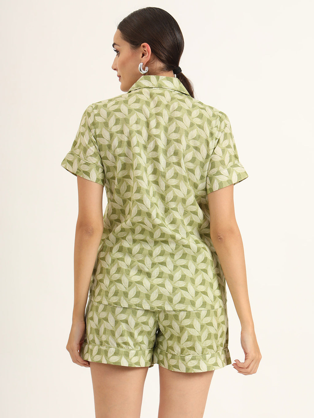 Noe Velarro Green Printed Pure Cotton Night Suit