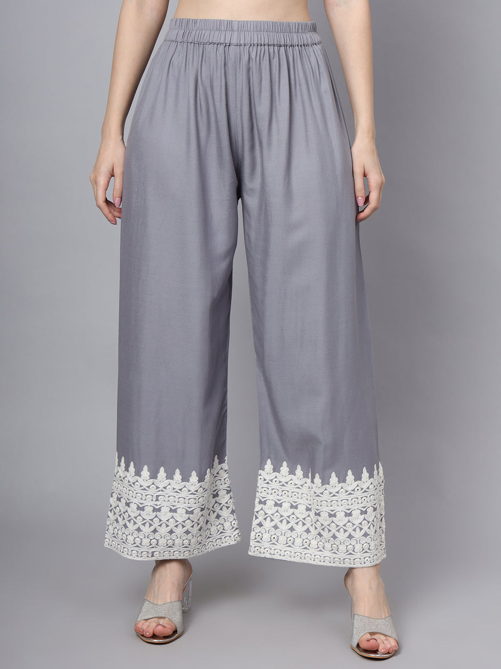 Noe Velarro White Blue Motif Print Rayon Kurta Palazzo Sets for Women