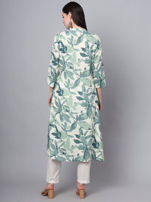 Noe Velarro A-Line White Rayon Kurta