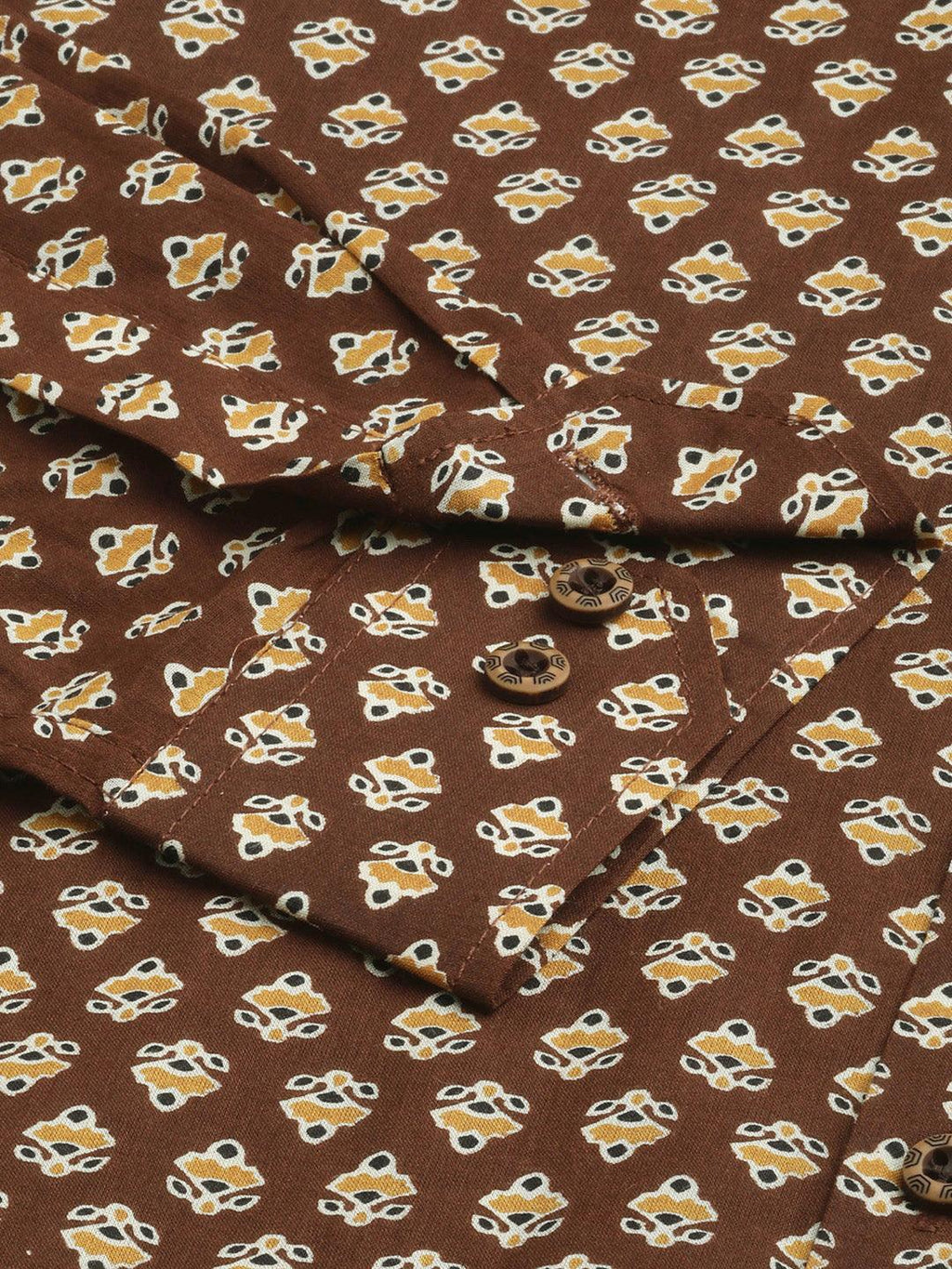 Millennial Men Brown & Mustard Cotton  Full Sleeve  Shirt for Men-MMF0266 - divenaworld.com