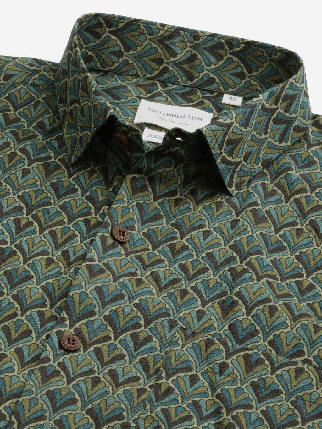 Millennial Men Green & Multi Cotton  Full Sleeve  Shirt for Men-MMF0267 - divenaworld.com