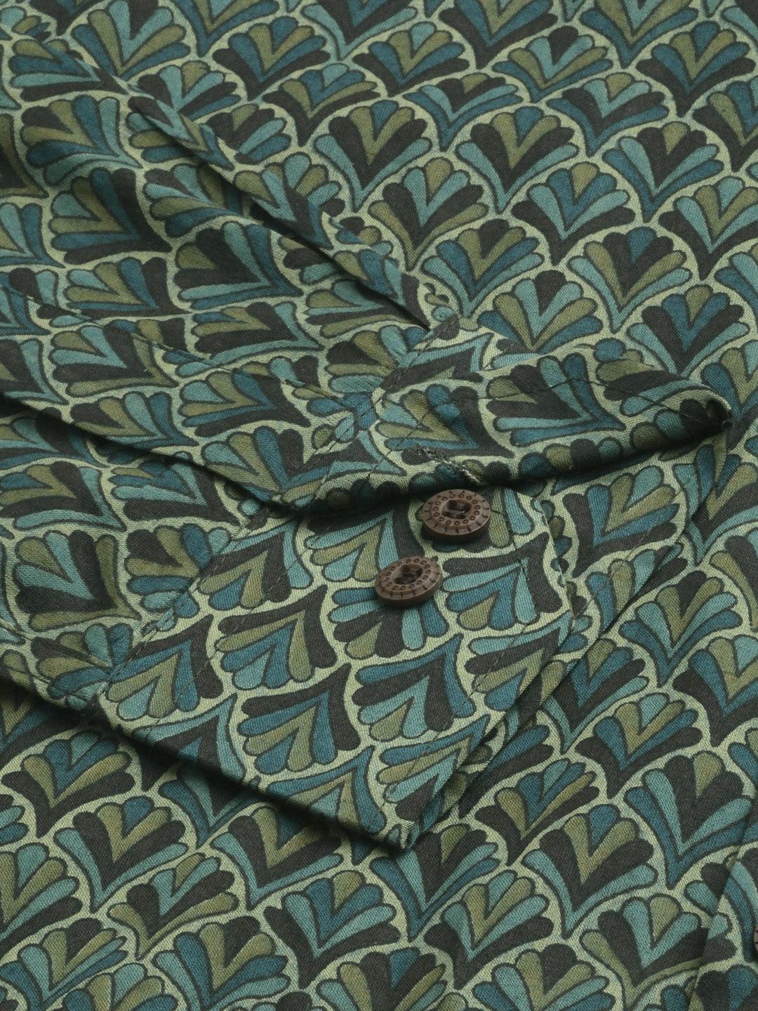 Millennial Men Green & Multi Cotton  Full Sleeve  Shirt for Men-MMF0267 - divenaworld.com