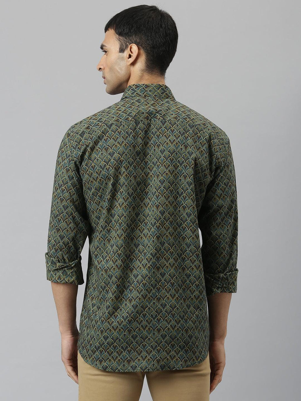 Millennial Men Green & Multi Cotton  Full Sleeve  Shirt for Men-MMF0267 - divenaworld.com
