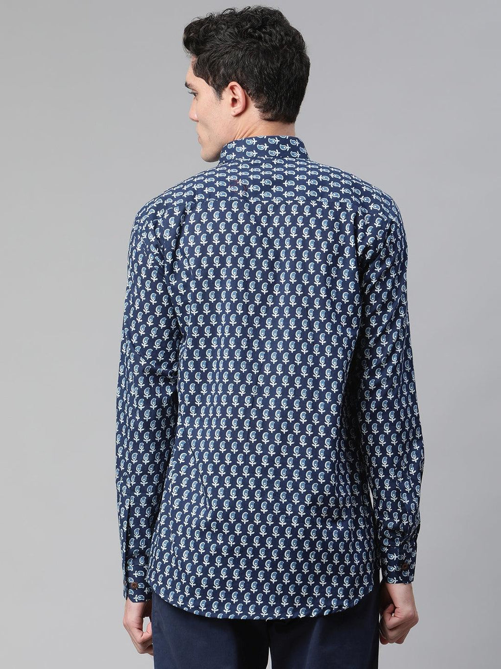 Millennial Men Indigo Blue & White  Cotton  Full Sleeve  Shirt for Men-MMF0274 - divenaworld.com