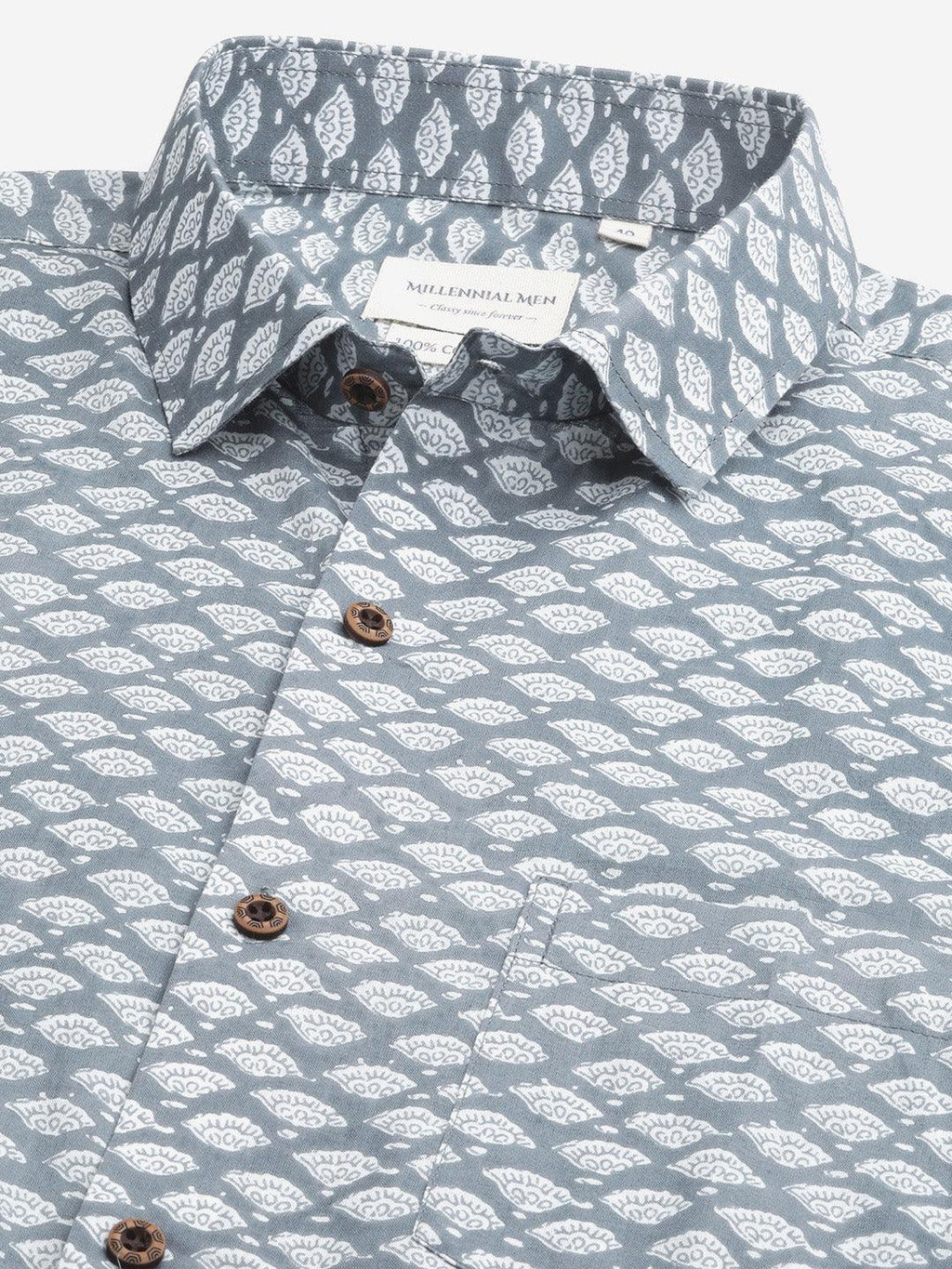 Millennial Men Grey & White  Cotton  Full Sleeve  Shirt for Men-MMF0276 - divenaworld.com