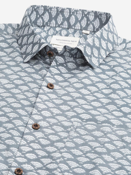 Millennial Men Grey & White  Cotton  Full Sleeve  Shirt for Men-MMF0276 - divenaworld.com