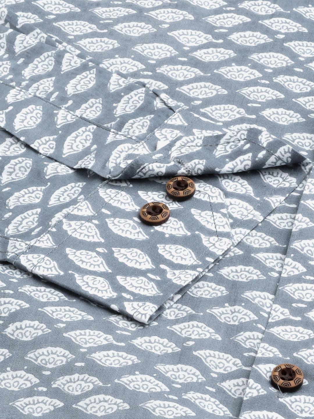 Millennial Men Grey & White  Cotton  Full Sleeve  Shirt for Men-MMF0276 - divenaworld.com