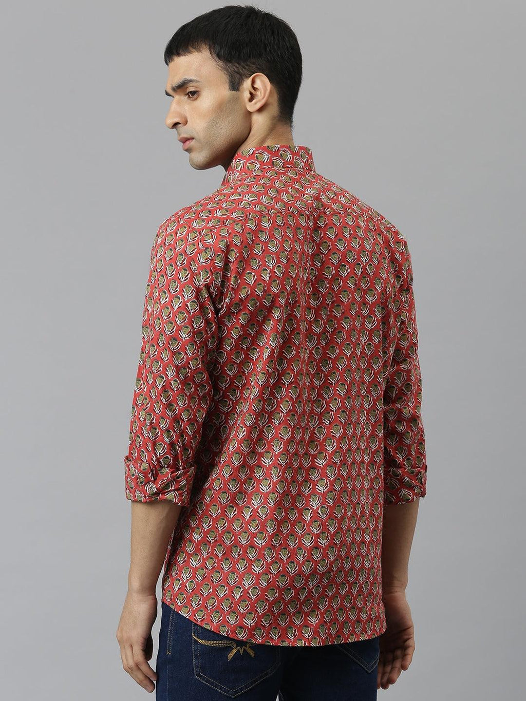 Millennial Men Pink & Green Cotton  Full Sleeve  Shirt for Men-MMF0277 - divenaworld.com