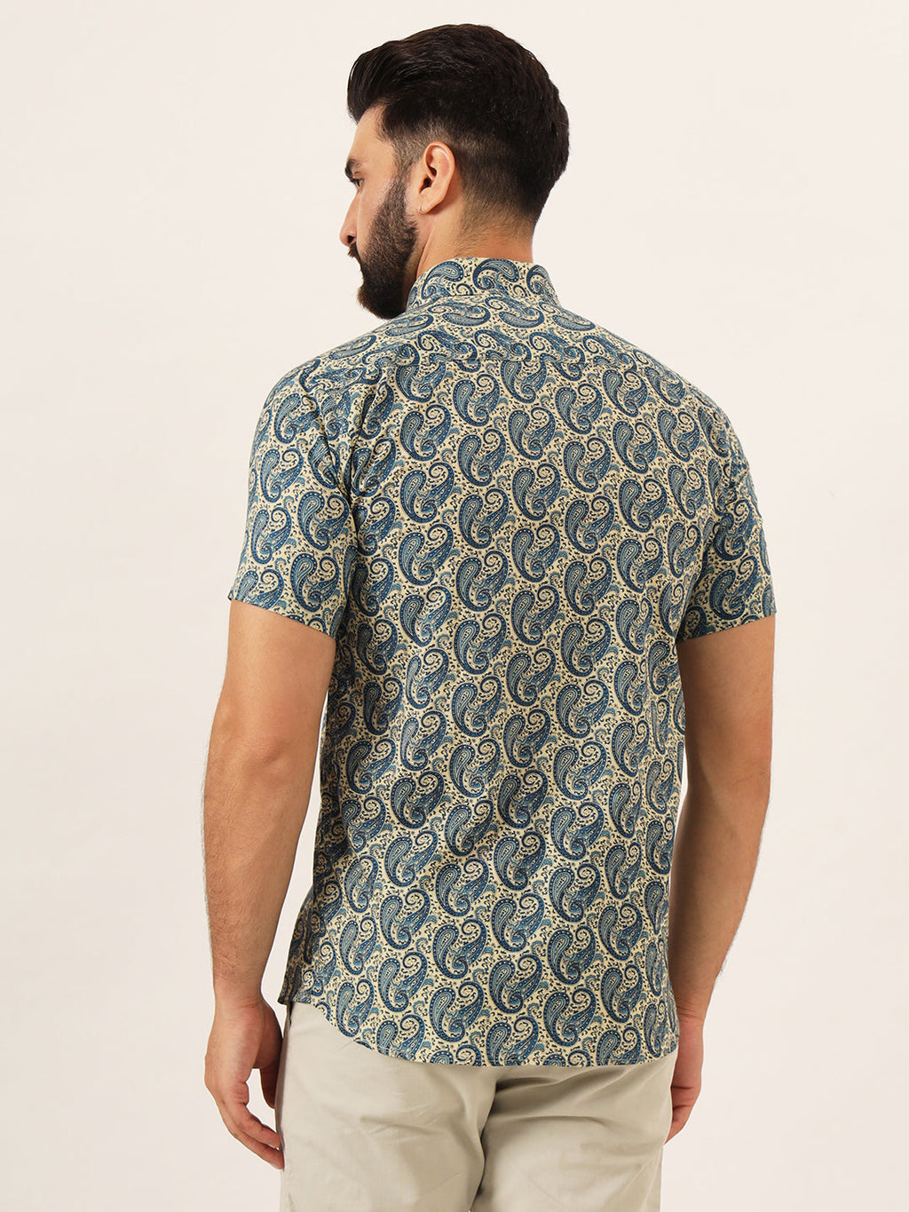 MILLENNIAL MEN Blue Paisley Print Pure Cotton Regular Fit Casual Shirt