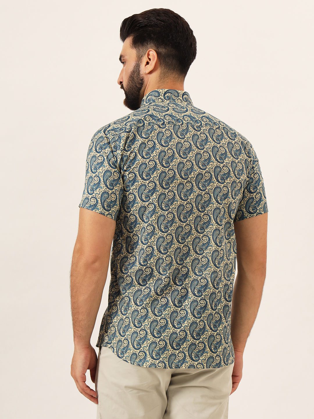 MILLENNIAL MEN Blue Paisley Print Pure Cotton Regular Fit Casual Shirt