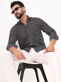 MILLENNIAL MEN Black Floral Printed Full Sleeves Shirt