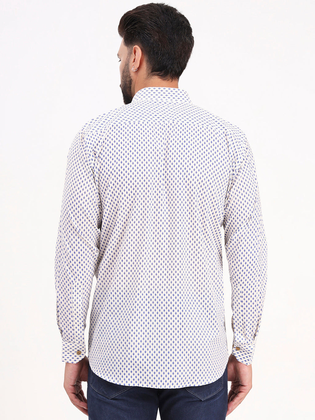 MILLENNIAL MEN White Floral Printed Full Sleeves Shirt