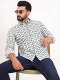 MILLENNIAL MEN White Floral Printed Full Sleeves Shirt