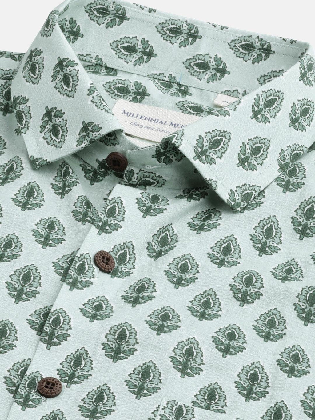 Millennial Men Sea Green  & Green Cotton  Half Sleeve Shirt for Men-MMH0173 - divenaworld.com