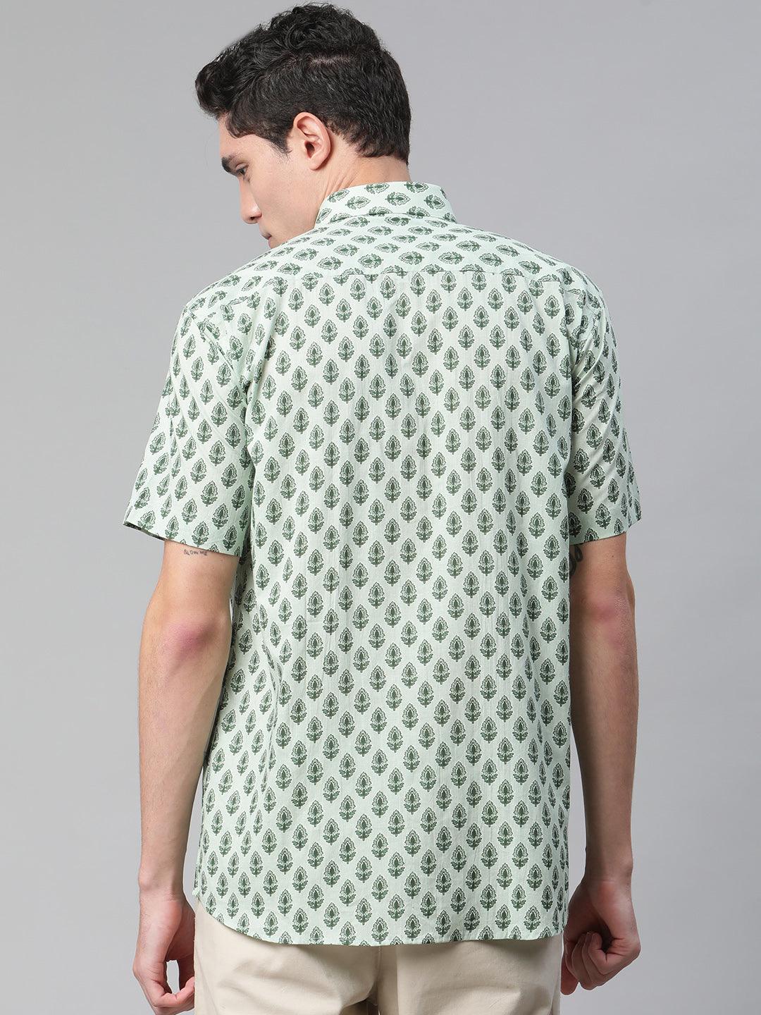 Millennial Men Sea Green  & Green Cotton  Half Sleeve Shirt for Men-MMH0173 - divenaworld.com