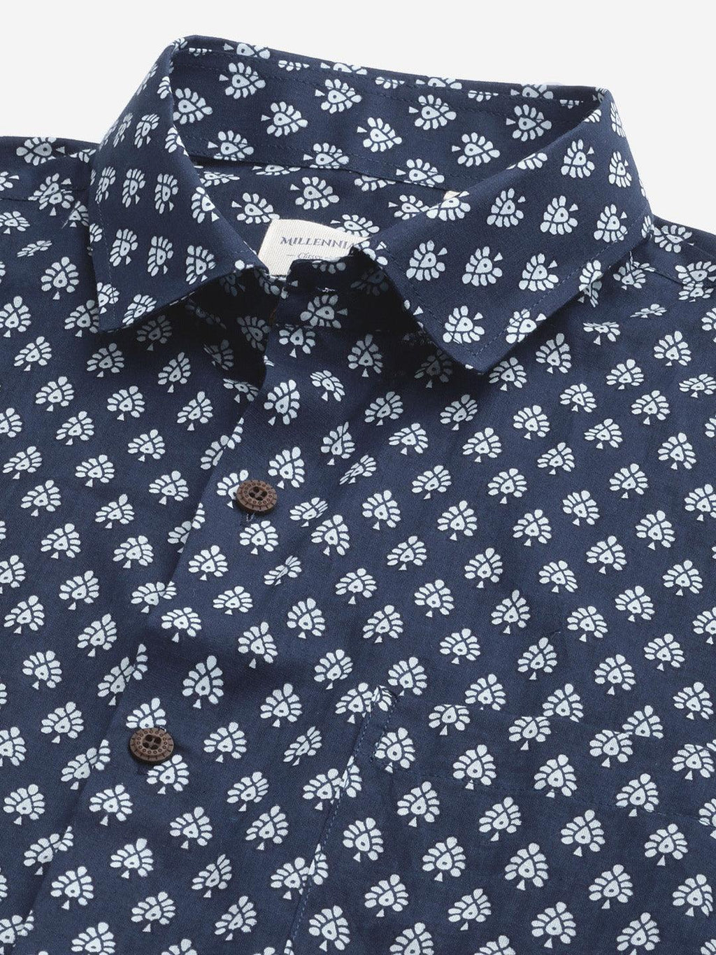 Millennial Men Indigo Blue & White  Cotton  Half Sleeve Shirt for Men-MMH0181 - divenaworld.com