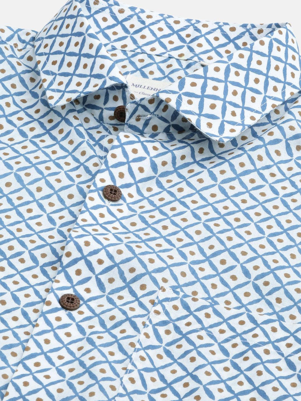 Millennial Men White & Blue  Cotton  Half Sleeve Shirt for Men-MMH0185 - divenaworld.com