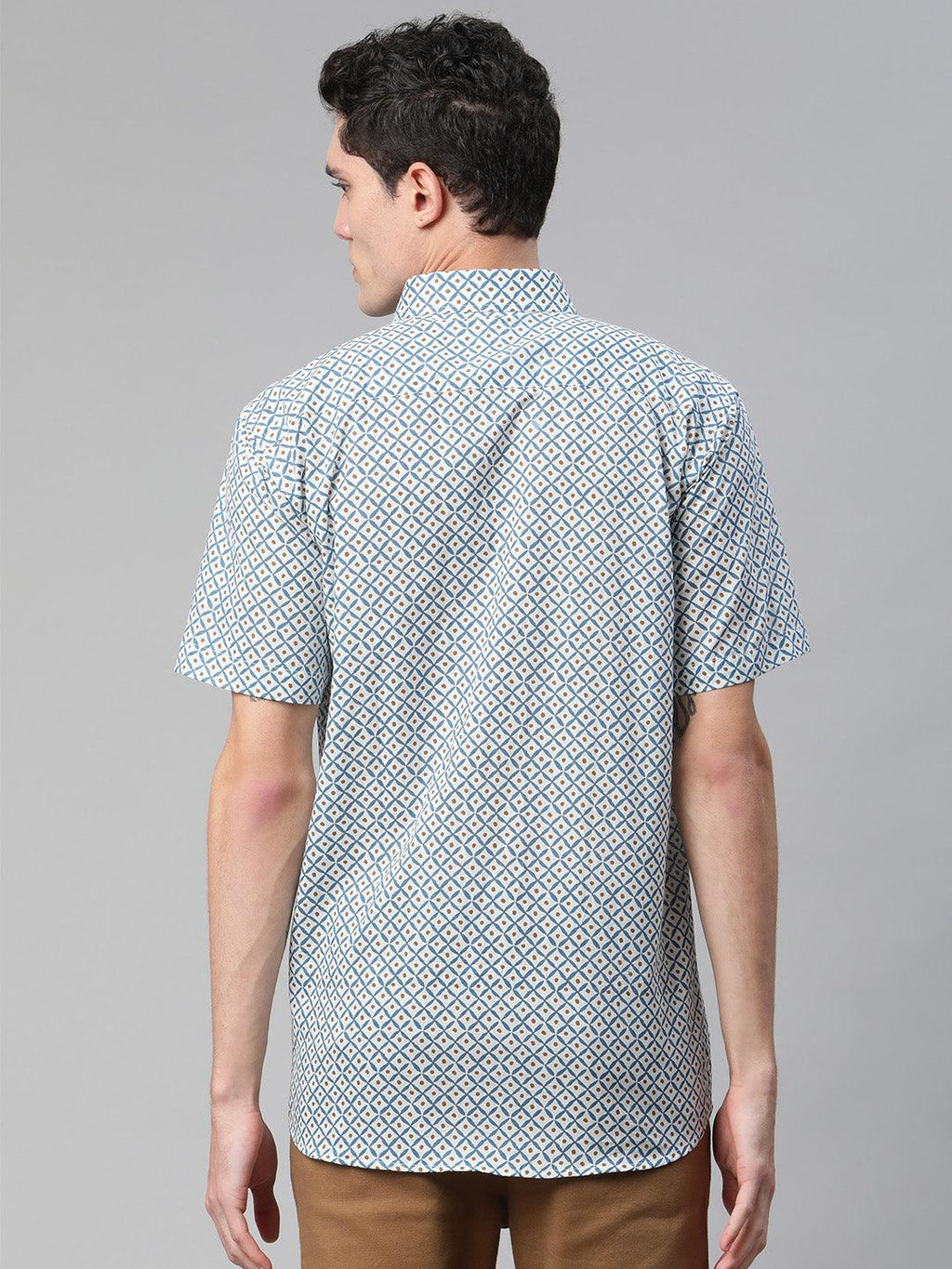 Millennial Men White & Blue  Cotton  Half Sleeve Shirt for Men-MMH0185 - divenaworld.com