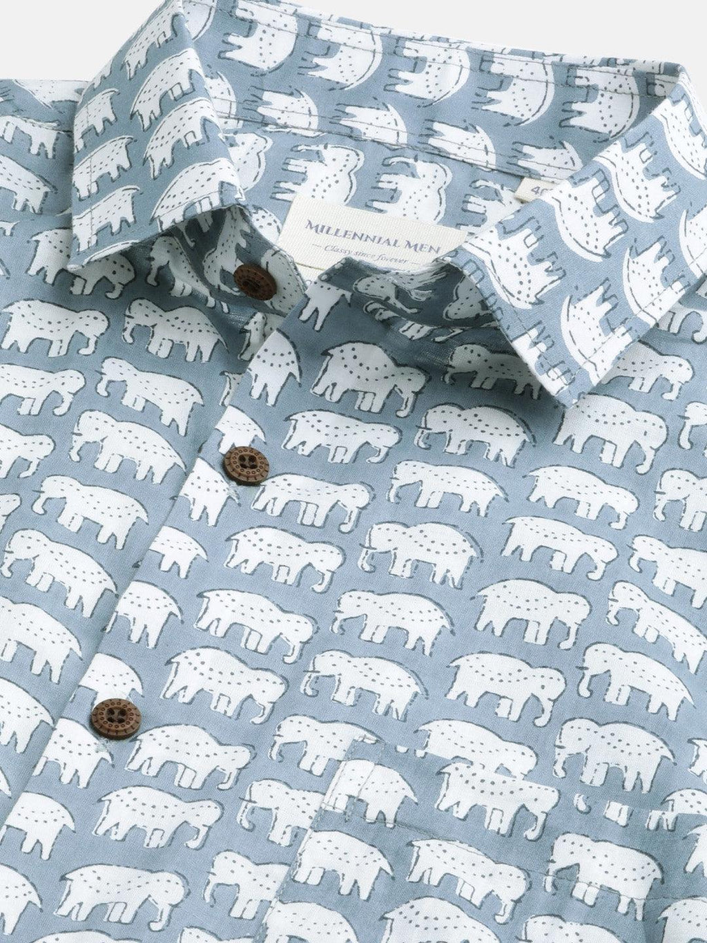 Millennial Men Grey  & White  Cotton  Half Sleeve Shirt for Men-MMH0187 - divenaworld.com