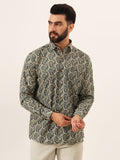 MILLENNIAL MEN Beige Paisley Print Pure Cotton Regular Fit Casual Shirt
