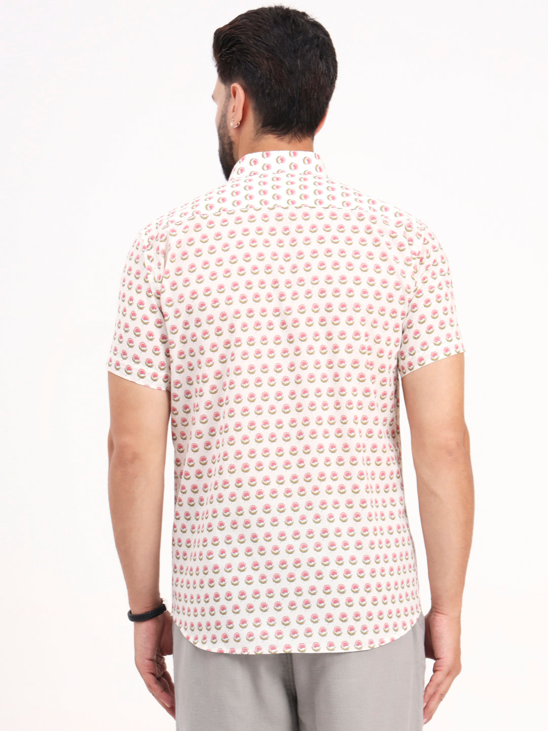 MILLENNIAL MEN White Floral Printed Half Sleeves Shirt