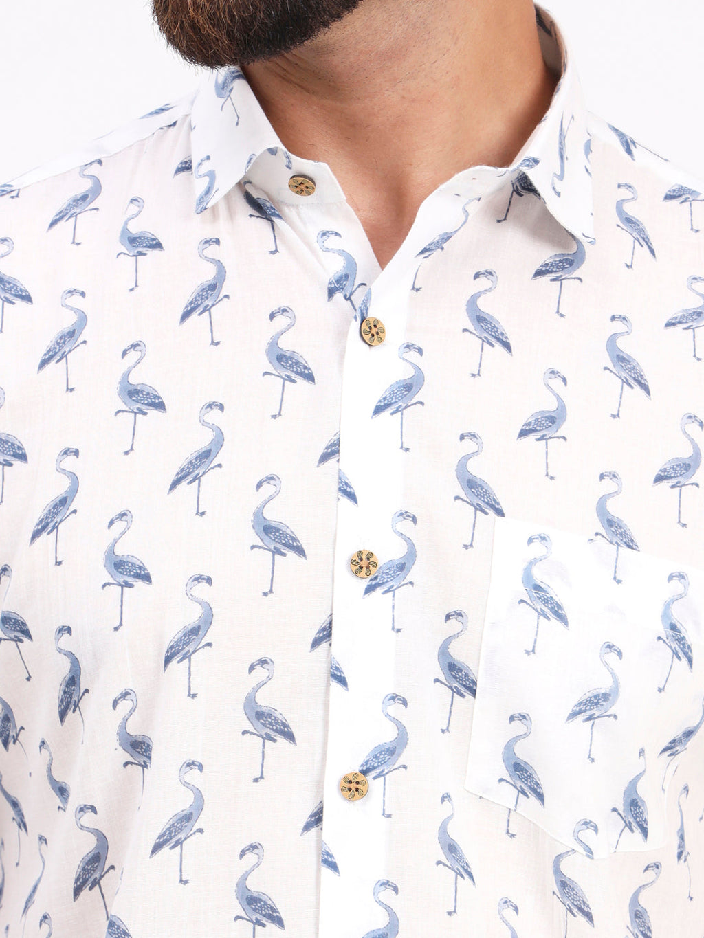 MILLENNIAL MEN White Animal Printed Half Sleeves Shirt