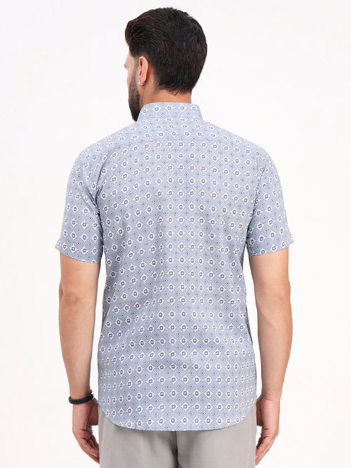 MILLENNIAL MEN Grey Abstract Printed Half Sleeves Shirt