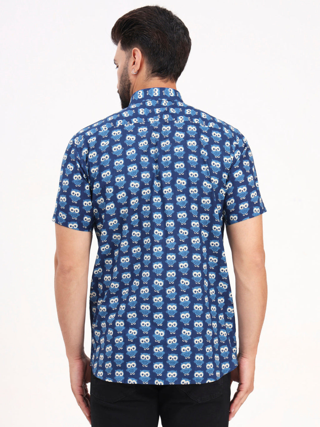 MILLENNIAL MEN Indigo Blue Animal Printed Half Sleeves Shirt