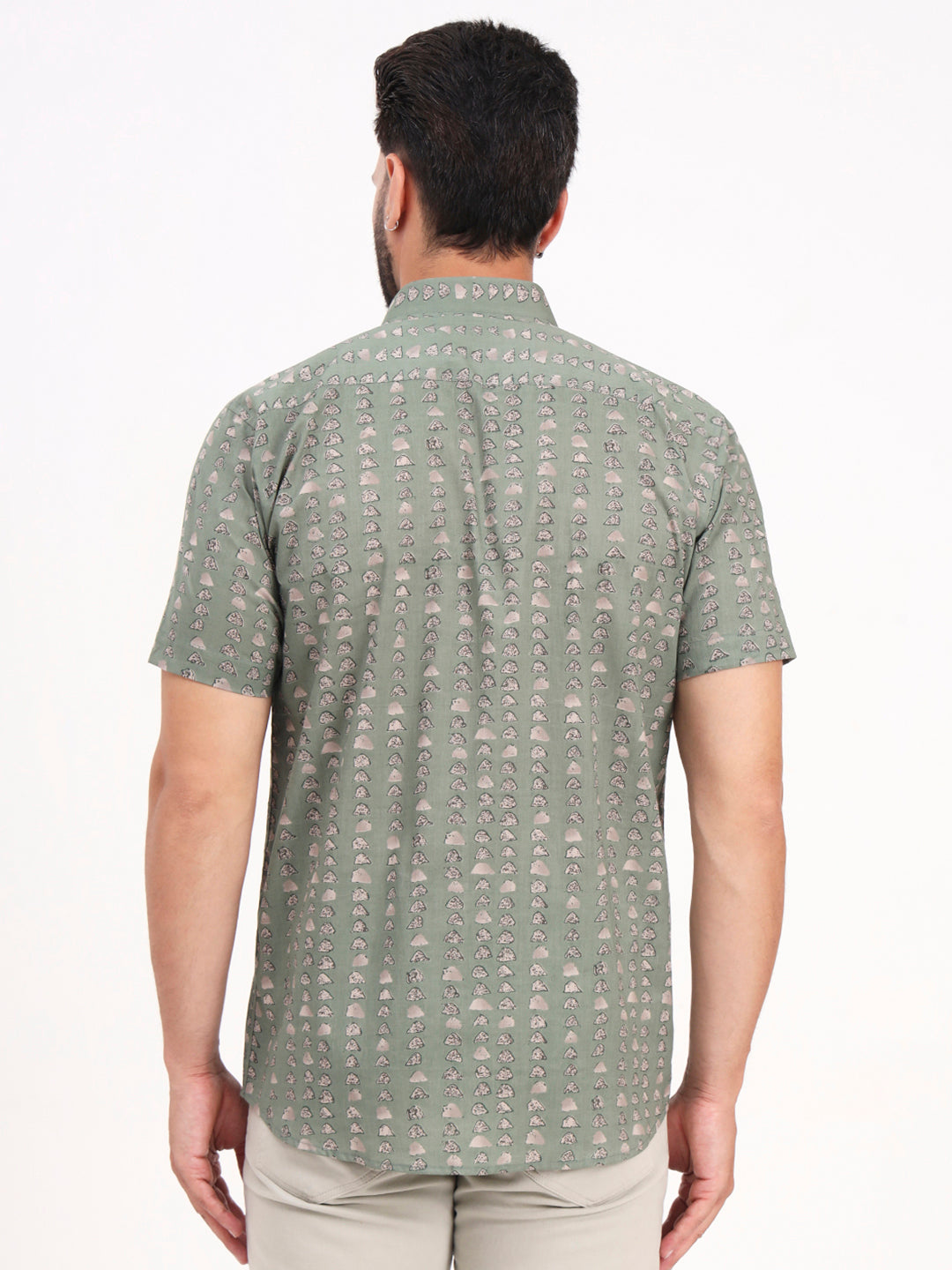 MILLENNIAL MEN Green Abstract Printed Half Sleeves Shirt