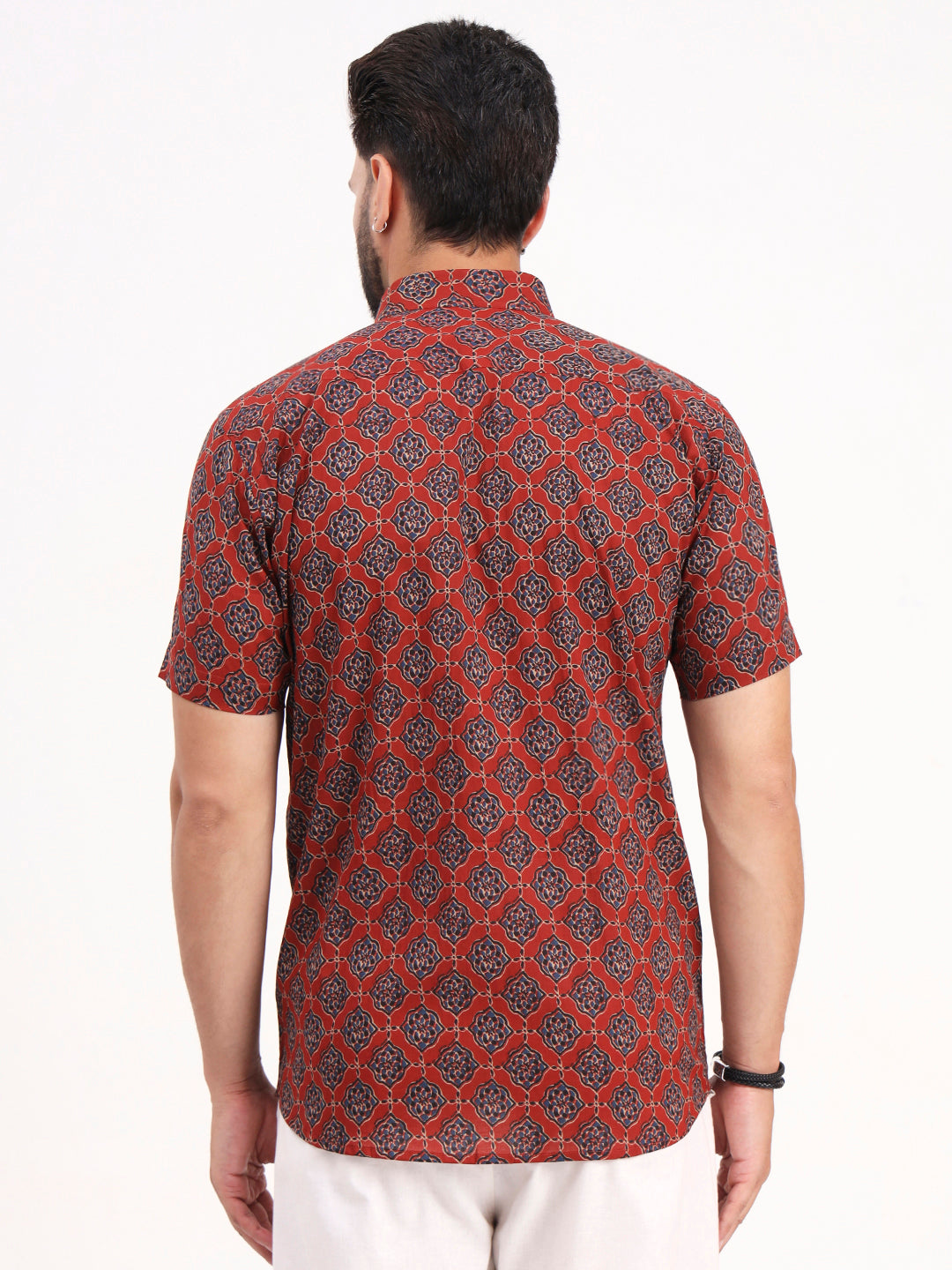 MILLENNIAL MEN Maroon Abstract Printed Half Sleeves Shirt