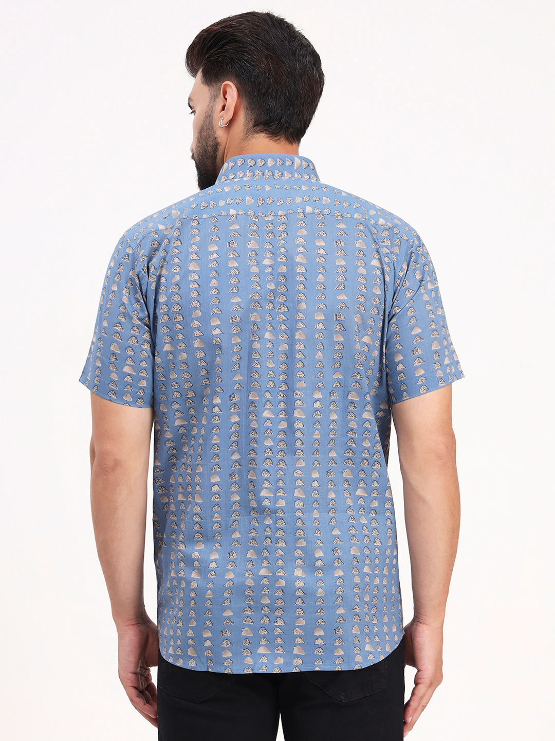 MILLENNIAL MEN Sky Blue Abstract Printed Half Sleeves Shirt