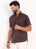 MILLENNIAL MEN Black Floral Printed Half Sleeves Shirt
