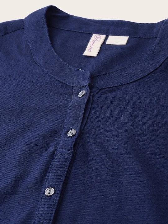 Divena Women Blue Cotton Kurta - divenaworld.com